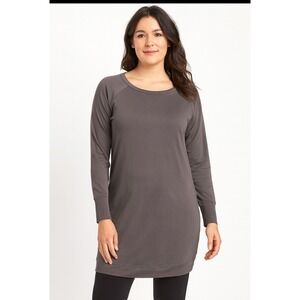 Athleta Grey Long Sleeve Crew Neck Tunic Sweatshirt Dress Size M